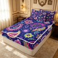 thumbnail image 3 of Erosebridal Vintage Paisley Zipper Queen Comforter Set with Fitted Sheet and 2 Pillowcases, Cute Blossom Zipper Bedding Set, Reversible, Navy Multicolor, Reversible, 3 of 7