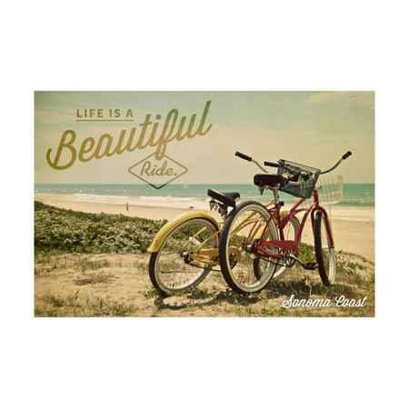 Sonoma Coast, California - Life is a Beautiful Ride - Beach Cruisers Print Wall Art By Lantern Press