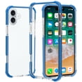 thumbnail image 2 of For Apple iPhone 16 (6.1") Hybrid Transparent Acrylic Rubber Gummy Gel Hard PC Silicone TPU Color Bumper Frame Cover ,Xpm Phone Case [ Clear / Blue ], 2 of 7