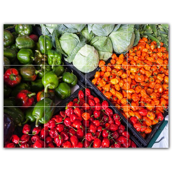Picture-Tiles.com: Fruit Ceramic Tile Wall Mural WAL500693-43S. 17"W x 12.75"H using (12) 4.25" x 4.25" Ceramic Tiles-Satin Finish