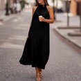 thumbnail image 4 of 2024 Mode Femmes Robe Longue Col Rond Printemps/été Décontractée Sans Manches Boho Plissée Élégante Ample Plage Fête, 4 of 7