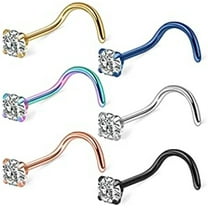 Briana Williams 18G 3mm Clear Round Diamond CZ Nose Screw Studs Rings Piercing Jewelry 1-6PCS