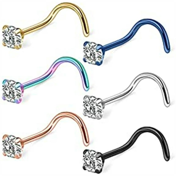 Briana Williams 18G 3mm Clear Round Diamond CZ Nose Screw Studs Rings Piercing Jewelry 1-6PCS