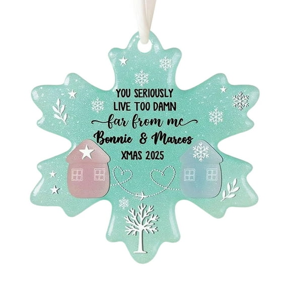 Uxgjfwu Snowflake Shaped Sea Glass Christmas Ornament 2D Flat Acrylic Hanging Decoration for Holiday Tree Decor Beach Theme Gift Friendship Keepsake Festive Home Decor