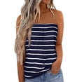 thumbnail image 1 of Top de tubo para mujer, camiseta sin mangas con hombros descubiertos, informal, a la moda, sin tirantes, blusa para fiesta en la playa, azul marino M, 1 of 2