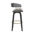 thumbnail image 3 of Maya 26 Inch Swivel Counter Chair, Gray Faux Leather, Bronze, Black Wood, 3 of 5