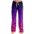 thumbnail image 2 of Halloween Pajama Pants Women Cute Cartoon Bat Casual Lounge Pajama Pants Elastic Waist Drawstring Fashion Sleep Bottoms Purple XL, 2 of 6