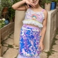 thumbnail image 5 of LUOGENLI Girls Dresses Size 12-14 Spring Girl Sequin Skirt with Pleated Tulle Skirt Kids Birthday Wedding Party Dress Gown Girls Skirts with Shorts Underneath Size 8 5-6 Years, 5 of 9