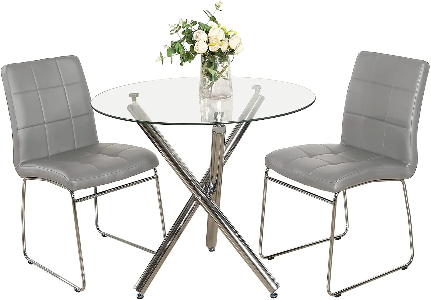 Buy 3 Piece Round Dining Table Set for 2,Dining Room Table Set,Kitchen