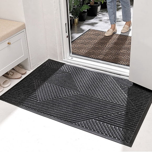 Door Mat, Outdoor Indoor Entrance Welcome Mat, Entry Front Door Mat, Stain & Fade Resistant, Low Profile, Durable Rubber