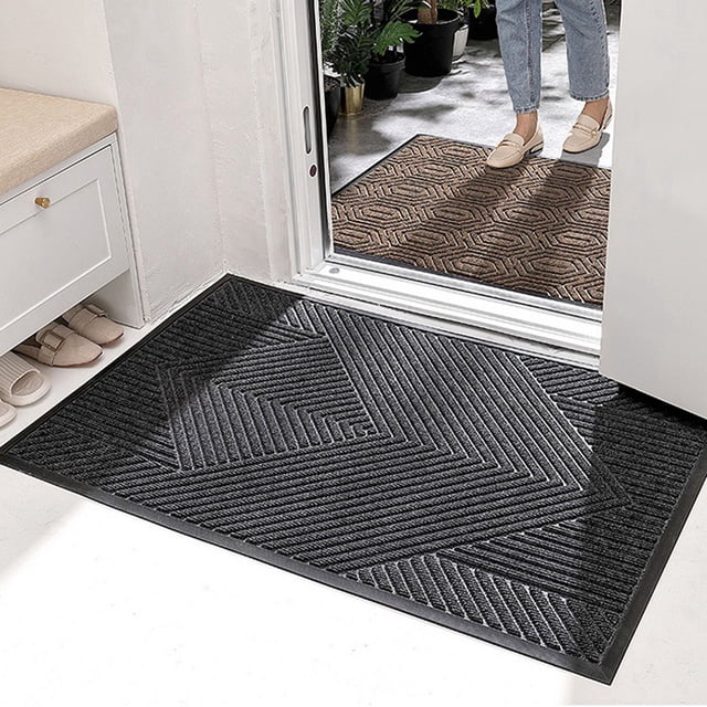Tapis de Porte, Tapis d'Entrée Extérieur Intérieur, Tapis d'Entrée avant, Résistant aux Taches et à la Décoloration, Profil Bas, Caoutchouc Durable