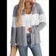 thumbnail image 2 of Chaqueta de Rayas con Bloques de Color para Mujer, con Cremallera, Larga, Punto Acanalado, Sudadera con Cordón Ajustable. Gris L, 2 of 9