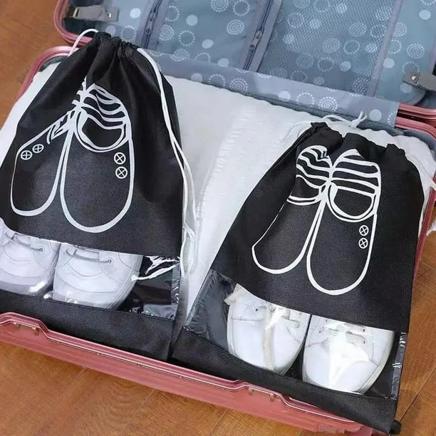 Bolsa para zapatos, 15 piezas, fundas para zapatos no tejidas transpirables con ventana con cordón transparente, a prueba de polvo, Compatible con almacenamiento de viaje
