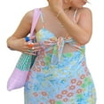 thumbnail image 3 of Robe Fendue pour Femmes Motif Floral Imprimé Col en V Profond Sans Manches Jupe Longue, 3 of 6