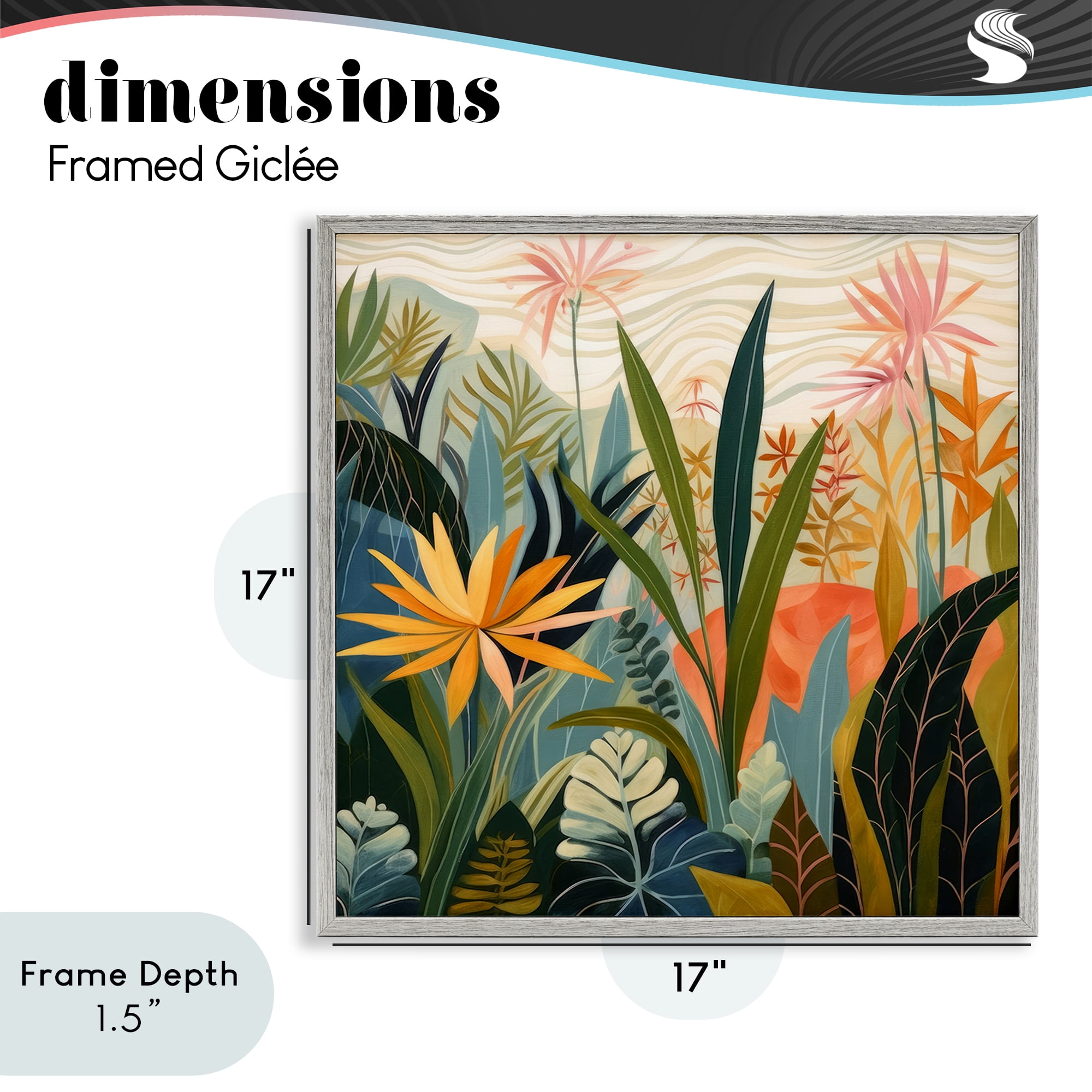 Stupell Industries Tropical Botanical Embrace Gray Framed Giclee Art, design by Lazar Studio