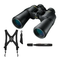 Nikon 10x50 ACULON A211 Binoculars with 10-Power Multicoated Lenses (Black) Bundle with Focus Camera Binocular Harness and Focus Lens Cleaning Pen (3 Items)