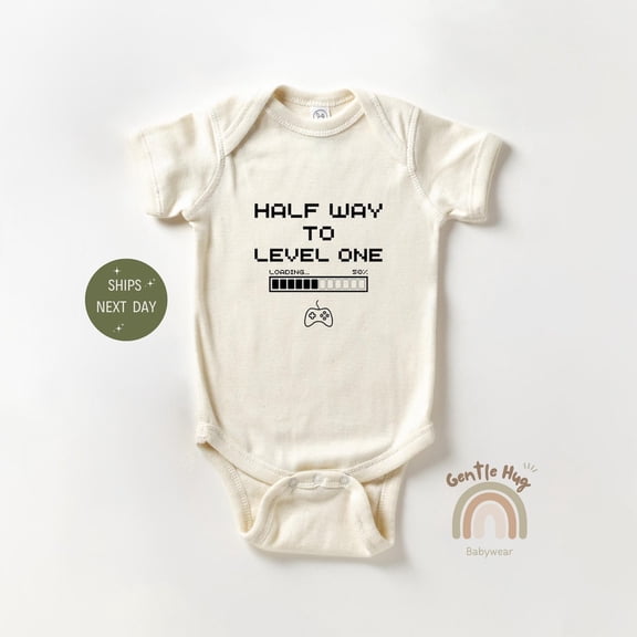Baby Bodysuit BELLA CANVAS Half Way To Level One Onesie, Gaming Half Way Birthday Bodysuit, Halfway Birthday Gift Onesie, Cake Smash Baby Onesie, 1/2 Way To One