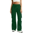 thumbnail image 6 of Cargo Sweatpants for Women Baggy High Waisted Wide Leg Sweat Pants Drawstring Fleece Athletic Pants Multi Pocket Green L, 6 of 6