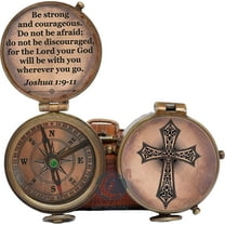 Baptism Gift Personalized Keepsake Compass Engraved Cross and Be Strong and Courageous, Confirmation Gift Ideas, Gift of Faith. Missionary