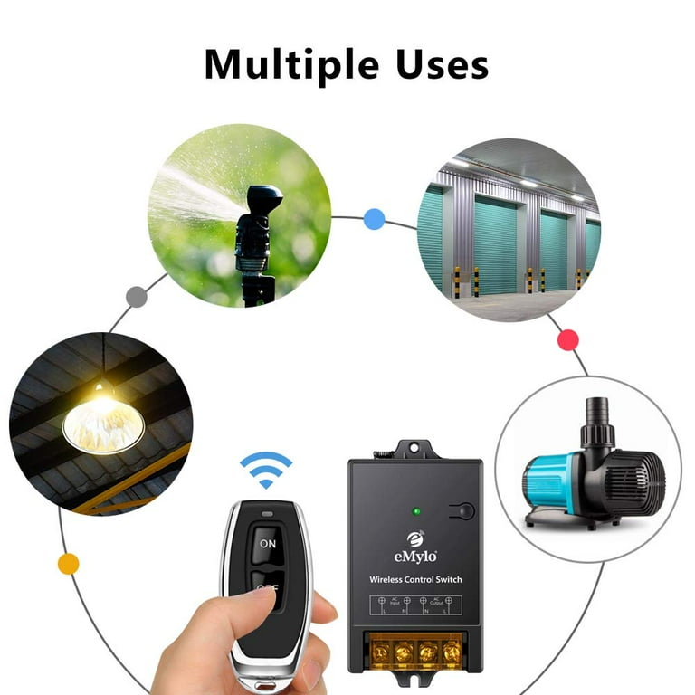 Hapythda Wireless Remote Control Outlet,15A/1500W Wall Mounted Light Switch  with Anti-Surge 4000V 100ft RF Range