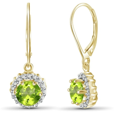 JewelersClub 1 1/2 Carat T.G.W. Peridot And White Diamond Accent 14kt Gold Over Silver Drop Earrings