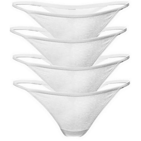

TESOON Women s Sexy Cotton Thongs G-String T-Back Panties 4 Pack