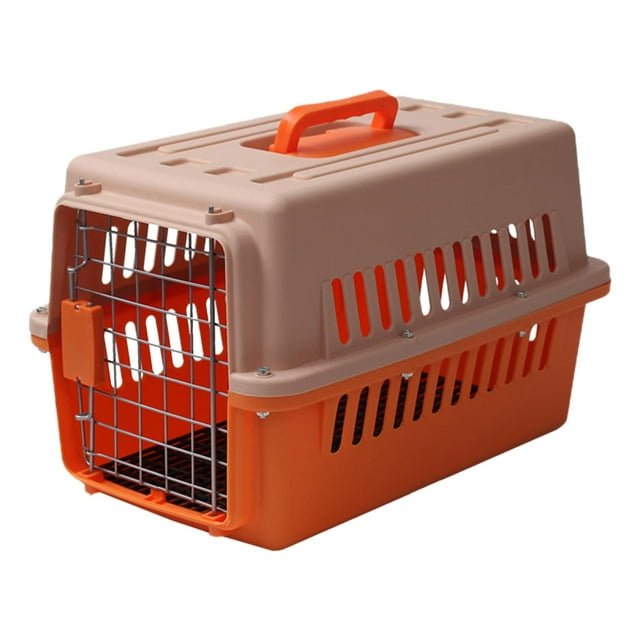 Jaula de transporte para perros, caja de viaje para mascotas, transpirable, de lados duros Naranja