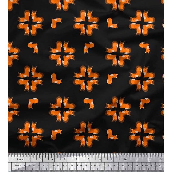 Soimoi Cotton Duck Fabric Fox Kids Print Fabric by Yard 42 Inch Wide