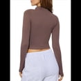 thumbnail image 3 of Chaqueta Corta de Entrenamiento para Mujer, con Cremallera , Corte Ajustado, Ligera y con Aberturas para los Pulgares. Marrón XXL, 3 of 7