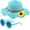 Blue, variant on Girls Straw Hat with Flower Round Sunglasses, Summer Foldable Large Brim Sunflower Bowknot Beach Toddler Straw Sun Hat, 2-6T