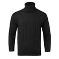 thumbnail image 4 of FAOWME Men Knitted Sweater Long Sleeve Turtleneck Solid Color Fashion Comfortable Warm Loose Pullover Top For Autumn Winter Daily Wear Black L, 4 of 5