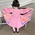 thumbnail image 4 of Huowey Toddler Girls Dresses Long Sleeve Fairy Sundress Girls Butterfly Wings Dress Summer Skirt, Pink, 5-6 Years, 4 of 8
