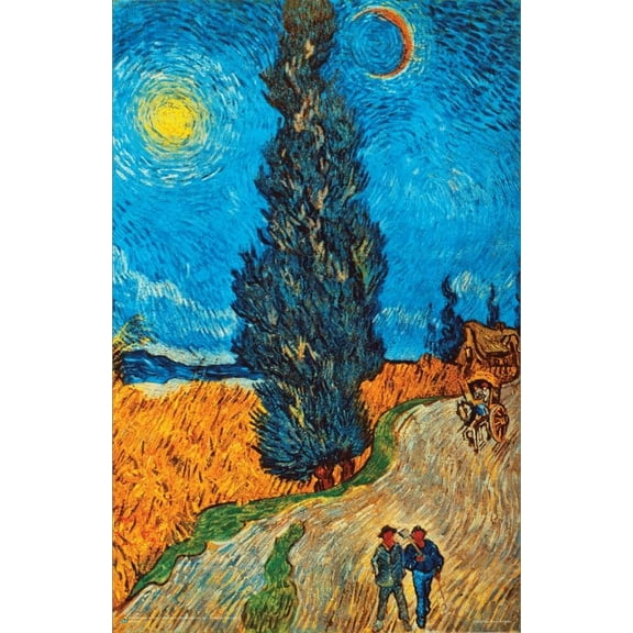 Vincent Van Gogh - Country Road in Provence by Night Mini Poster 11" x 17"