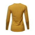 thumbnail image 3 of A2Y Women's Fitted Viscose Crew Neck Long Sleeve Metal Button Detail Sweater Mustard M, 3 of 6