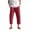 Watermelon Red, variant on cfhntfmh Mens Capri Pants Casual Loose 3/4 Shorts Drawstring Summer Beach Cropped Pants Solid Straight Leg Boho Trousers