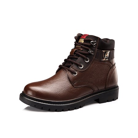 

Gomelly Men Lightweight Fashion Booties Block Ankle Boot Work Outdoor Anti-skid Metal Buckle Boots Brown 6
