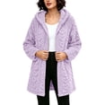 thumbnail image 2 of Fnooota Womens Fleece Jackets, Long Sleeve Lightweight Warm Mid-length Winter Outerwear with Pockets Purple Size S, 2 of 7