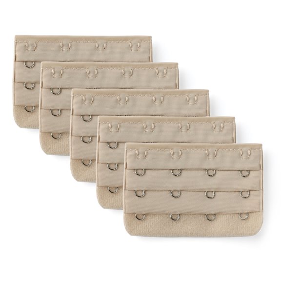 INSPIRE CHIC Women's 3 X 4 Hooks Bra Extender Extension Strap Bra Band Multi Color Khaki
