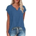 thumbnail image 3 of Summer Fashion Womens Shirts Plus Size Sexy Sleeve Sequins Loose Polluer Solid V-Neck Blouse, 3 of 8