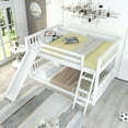 thumbnail image 2 of Euroco Full over Full Floor Bunk Bed with Changeable and Ladder, Solid Wood for Kids Teens Adults,White, 2 of 11