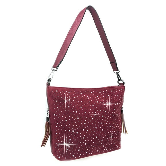 Zzfab Star Night Sparkling Bling Crossbody Bag Maroon