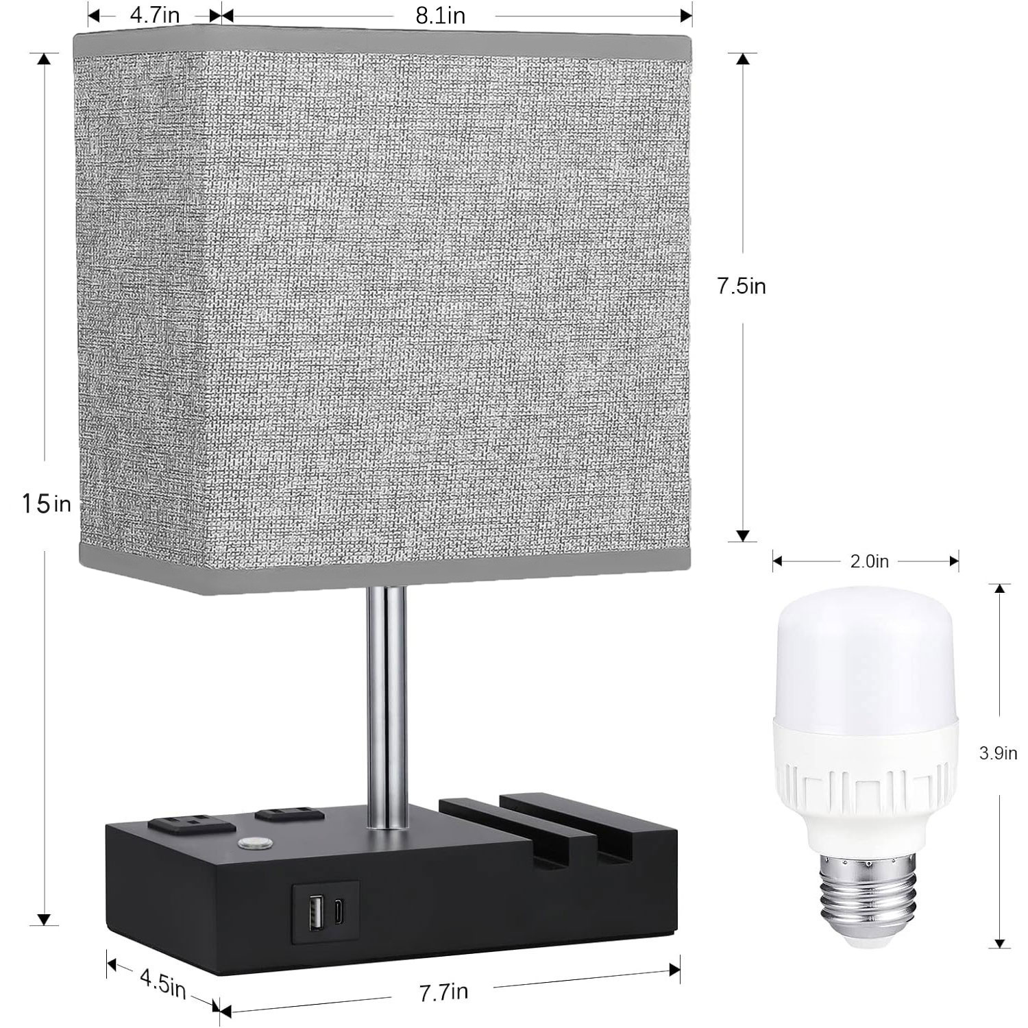 GVDV Home Bedside Lamp with USB Charging Ports photo 8