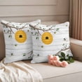 thumbnail image 2 of Bees Honeycomb Pillow Covers 2 Pack Branch Spring Flower Plant Wood Stripes Pillowcase Waterproof Outdoor Throw Pillow Cover for Patio Garden Square Cushion 16”x16”, 2 of 9