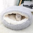 thumbnail image 3 of Cama relajante para gatos y perros pequeños, SUOXU Cama para gatos, Cama lavable para mascotas, Cama redonda y esponjosa para gatos de 50 cm, Cama suave y acogedora para dormir en el interior, 3 of 7