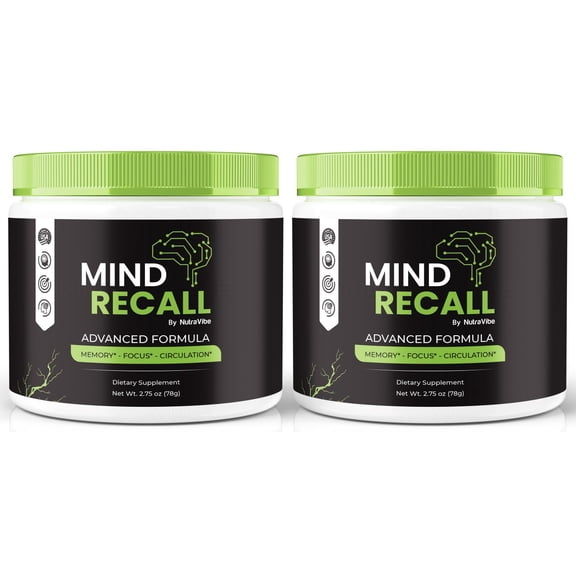 (2 Pack) Mind Recall – Daily Formula with a Natural Blend to Help Maintain Focus, Memory & Concentration | Clean, Gentle, Easy-to-Take Powder for Everyday Sharpness (60 Servings)