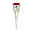 thumbnail image 3 of ANGARA Cushion Lab Grown 2.6 Ct Ruby Twisted Vine Engagement Ring for Women in 14K White & Yellow Gold (Size-8mm) | July Birthstone, Anniversary, Jewelry Gift for Women | Lab-Grown Ruby Ring, 3 of 8