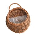 thumbnail image 3 of HomelyJoy Woven Flower Basket, Pure Handmade Rattan Flower Pots with Handle, Brown Hanging Wall Storage Basket for Garden Patio Indoor Outdoor Decor, 8.66 x 7 in, 3 of 8