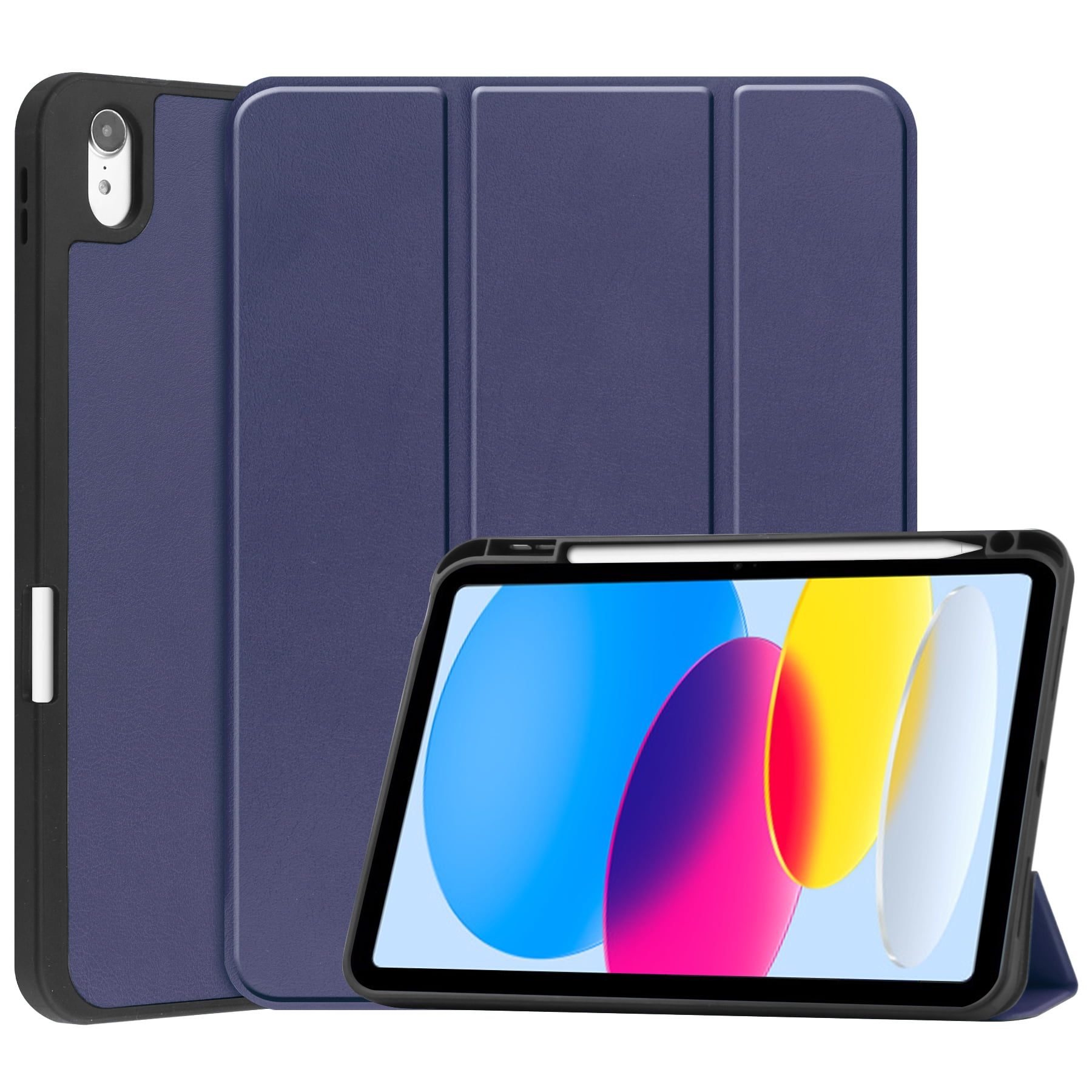 Feishell Fit for Apple iPad 10th Gen 10.9 inch 2022 Smart Case, Built-in Pencil Holder,Auto Sleep/Wake,Luxury PU Leather Magnetic Flip Tri-fold Stand Slim Thin Protective Cover,Darkblue