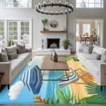 thumbnail image 3 of Coastal Beach Area Rugs 8'x10', Washable Small Throw Rugs for Living Room Patio, Cartoon Summer Ocean Chairs Sky Blue Waves Indoor Outdoor Rug Non-Slip Low Pile Carpet Runner Reversible Floor Mats, 3 of 8