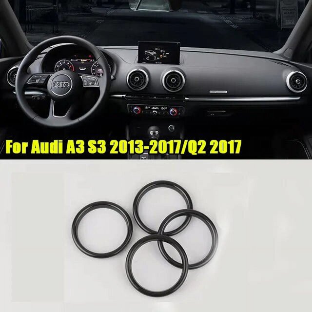Cubierta de anillo de salida de ventilación de aire acondicionado, pegatina decorativa embellecedora para AUDI A3 S3 2013-2017/Q2 2017, accesorios de estilo de coche, 4 Uds.